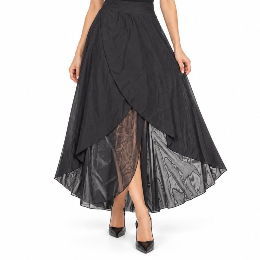 Halara Skort Women S Black High Low Sheer Mesh Tulip Activewear Dance Whimsigoth